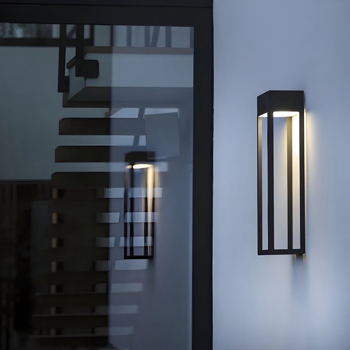 Applique extérieure en acier inoxydable noir et verre
