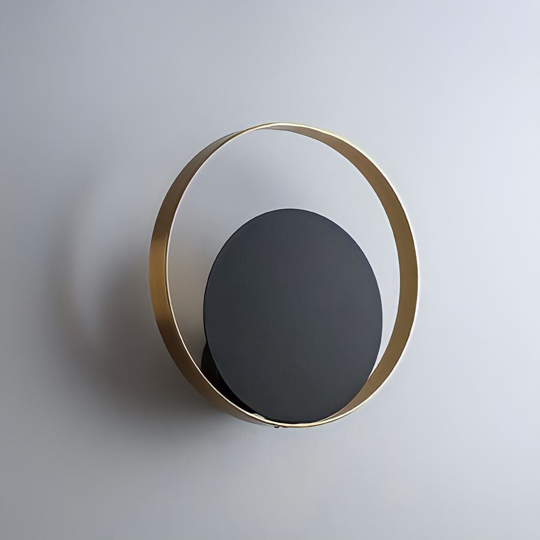 Applique murale anneau LED noir et bronze en fer et verre