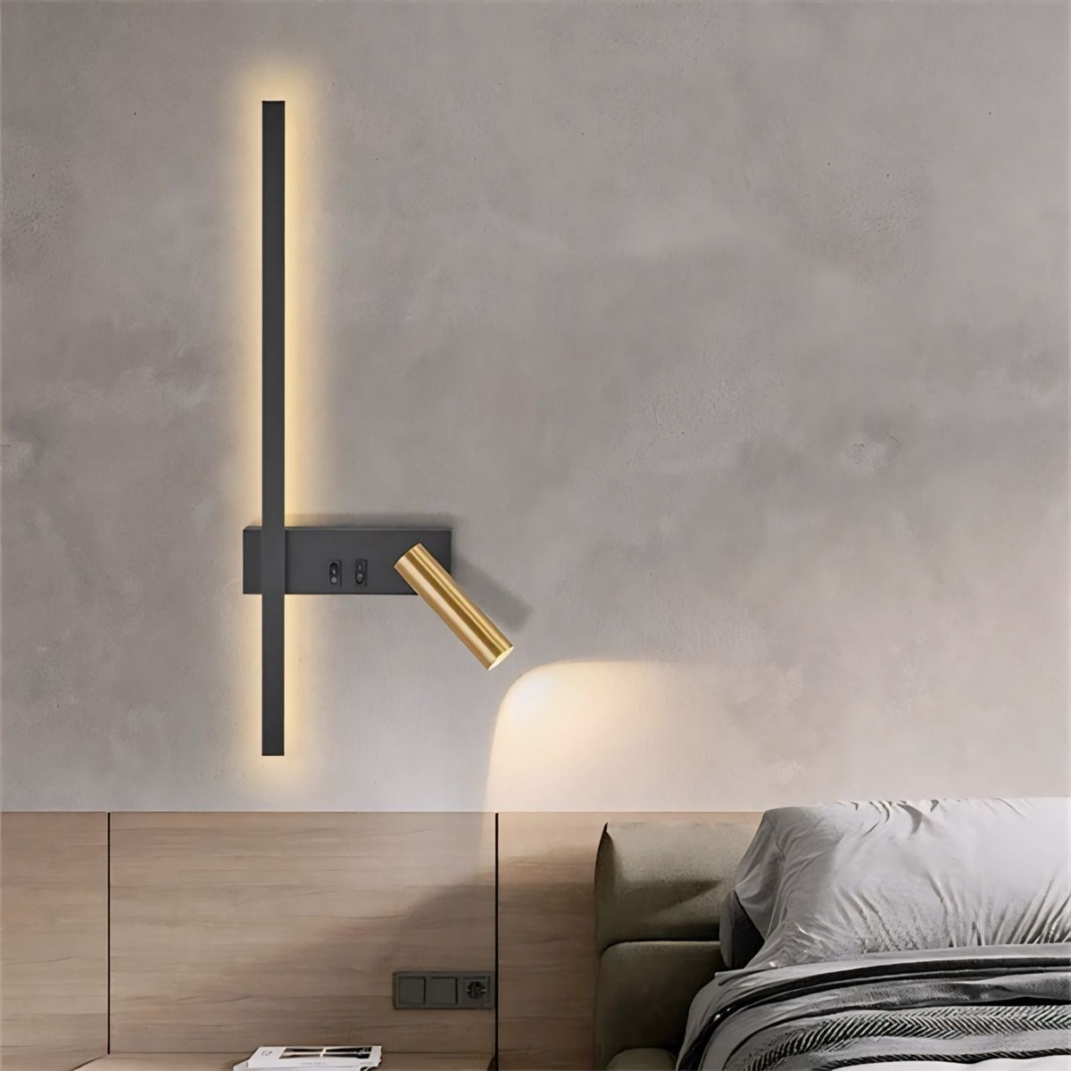Applique murale design double avec liseuse orientable Lettura