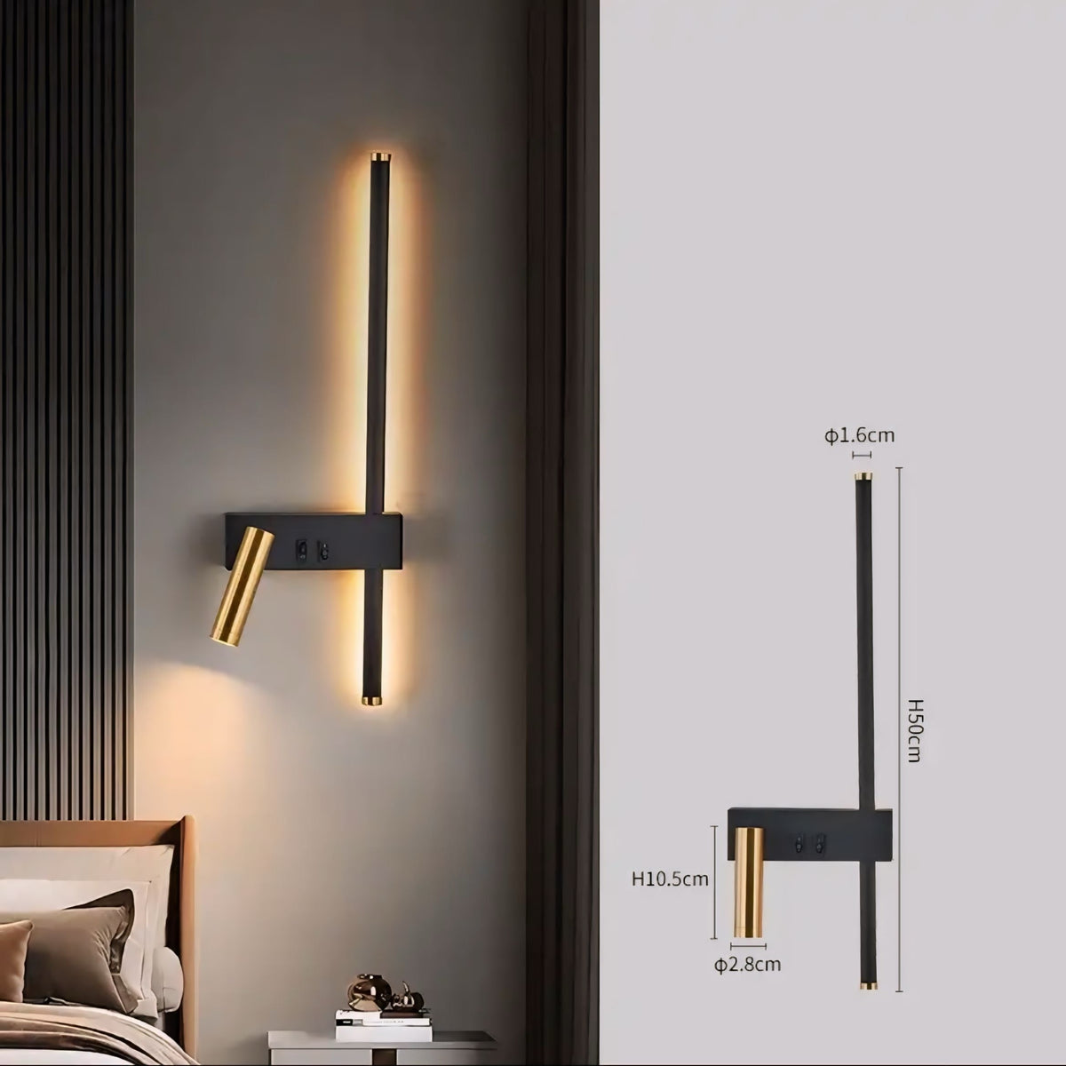 Applique murale design double avec liseuse orientable Lettura, vue 7