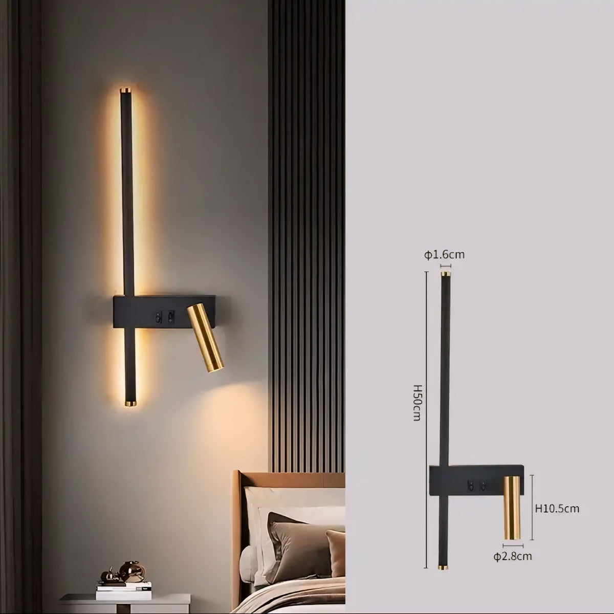 Applique murale design double avec liseuse orientable Lettura, vue 8