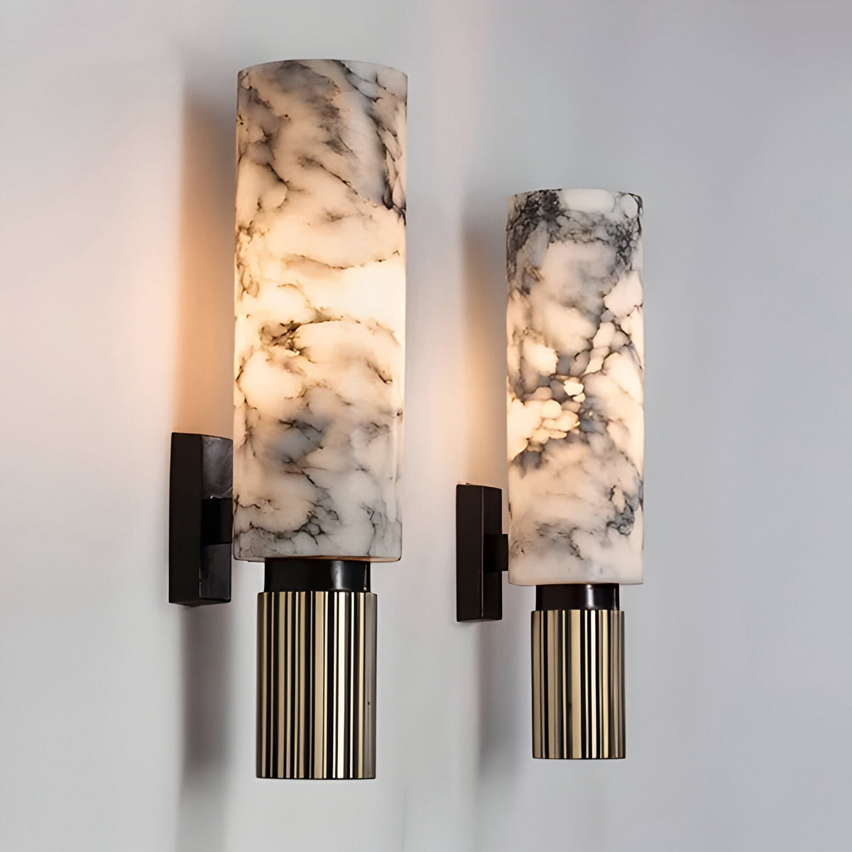 Applique murale marbre et acier inoxydable, simple ou duo