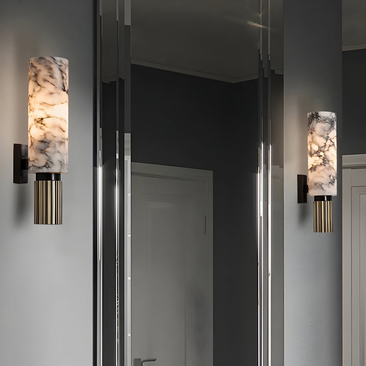 Applique murale marbre et acier inoxydable, simple ou duo, vue 3