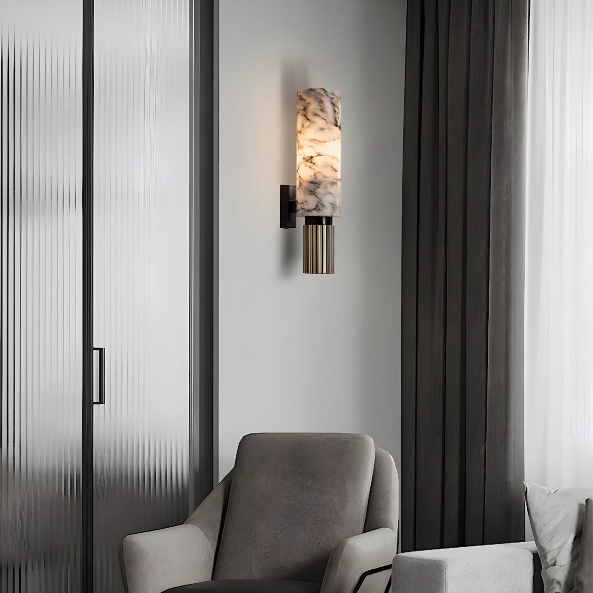 Applique murale marbre et acier inoxydable, simple ou duo, vue 5
