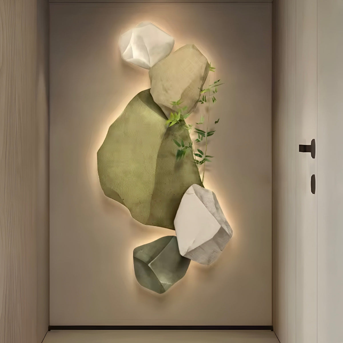 Applique murale pierre artificielle à halo lumineux, vue 4