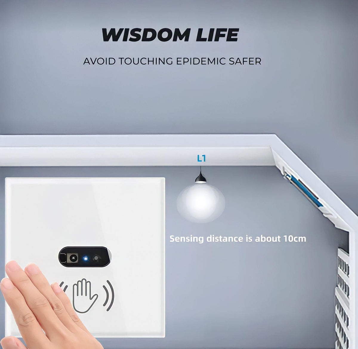 Interrupteur infrarouge sans contact en verre trempé, vue 3