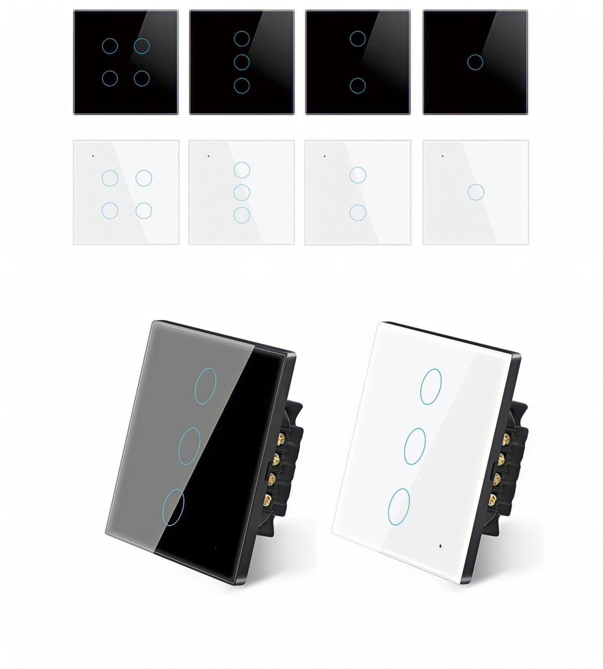 Interrupteur tactile connecté Wi-Fi ou Zigbee en verre trempé, vue 3
