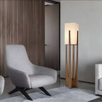 Lampadaire japonais à socle en bois de noyer ou hêtre, vue 3