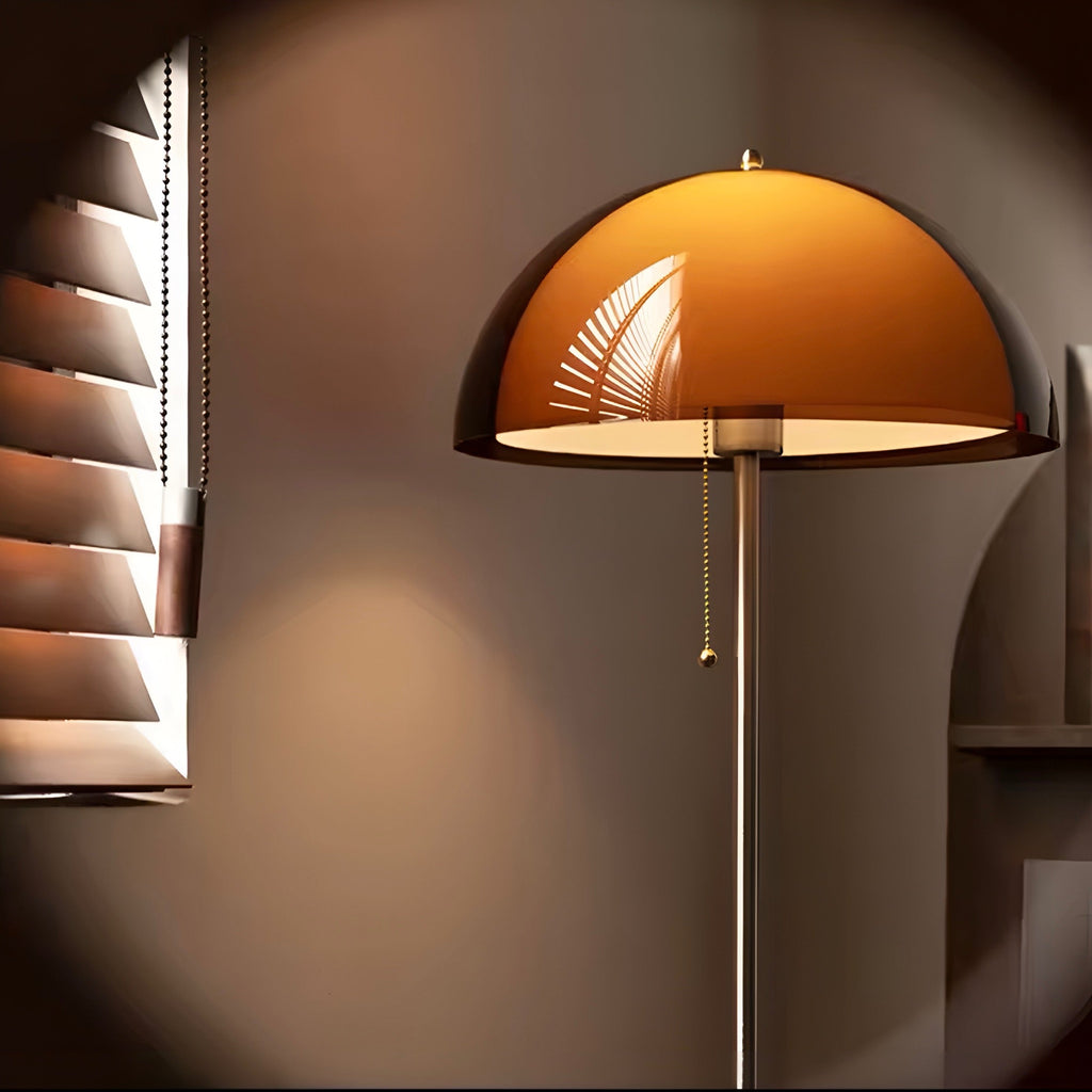 Lampadaire japonais champignon à abat-jour ambre, vue 5