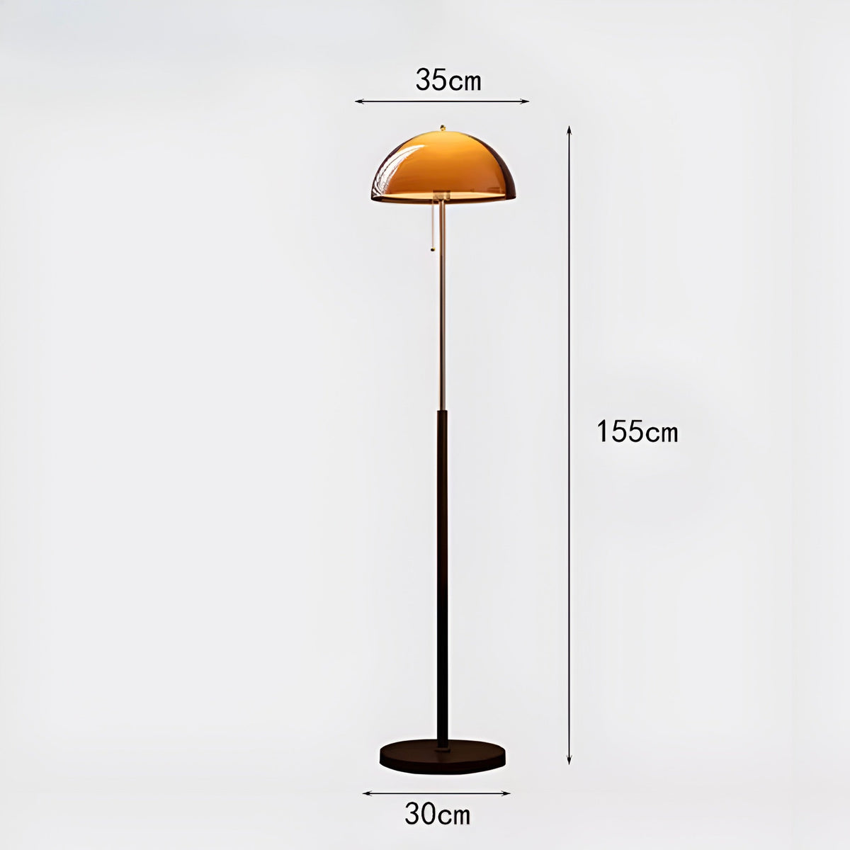 Lampadaire japonais champignon à abat-jour ambre, vue 8