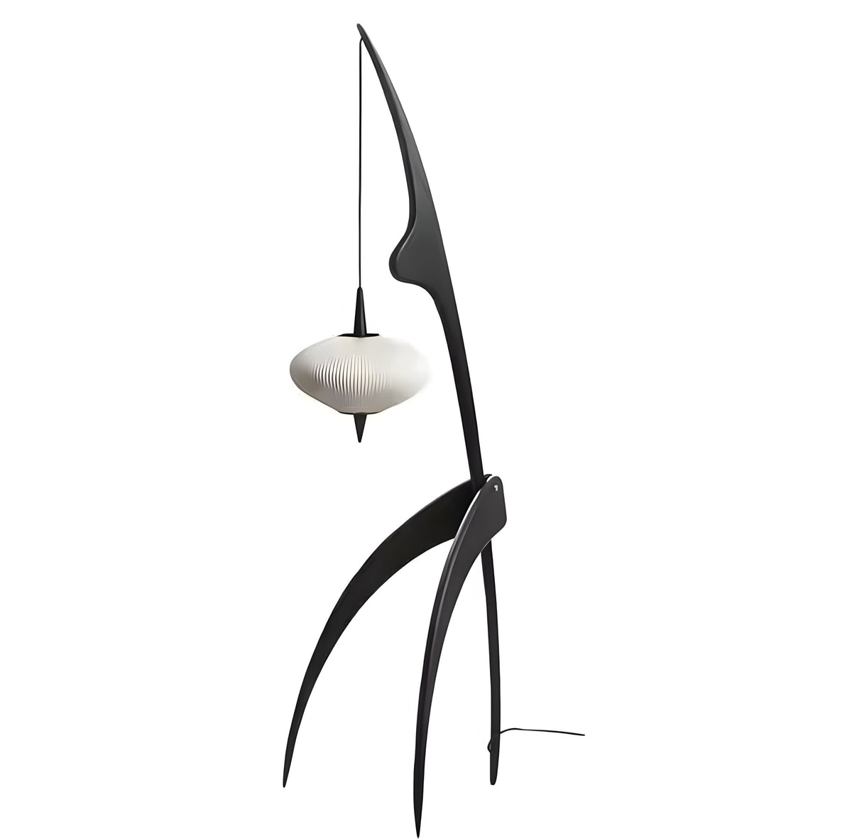 Lampadaire japonais en bois et abat-jour blanc, vue 4