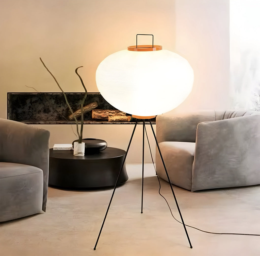 Lampadaire japonais en papier façon lampion Yuzzo, vue 2