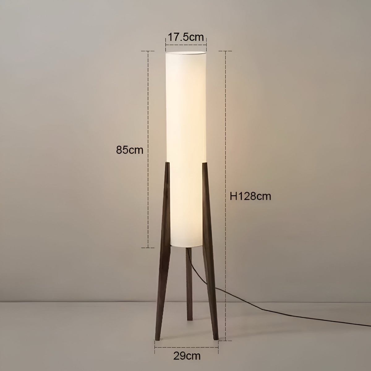 Lampadaire japonais trépied en bois massif, abat-jour tissu, vue 10