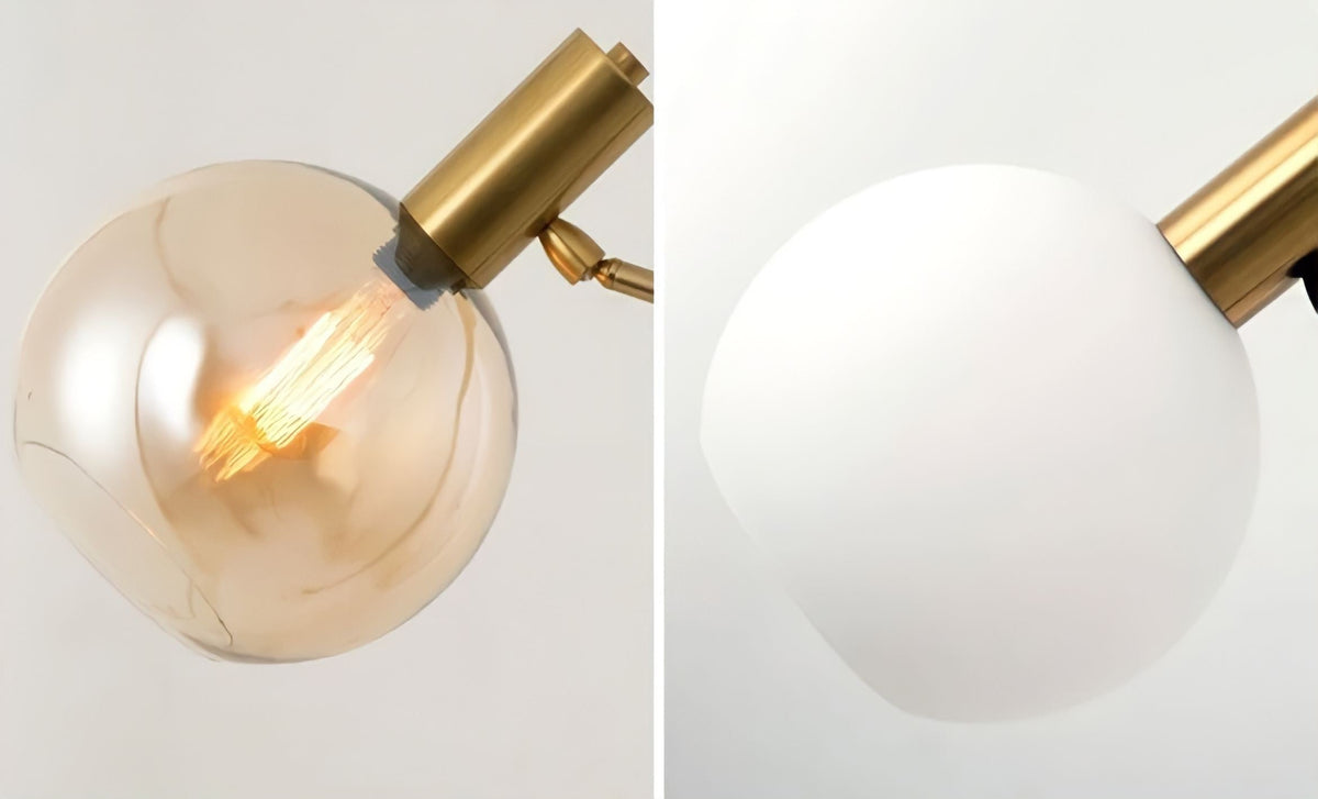 Lampadaire marbre à globe en verre, quatre teintes, vue 5