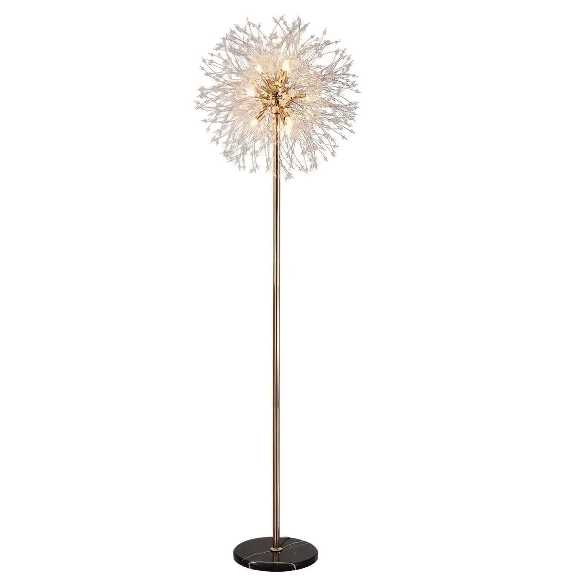Lampadaire marbre et cristal K9 en forme de pissenlit, vue 4