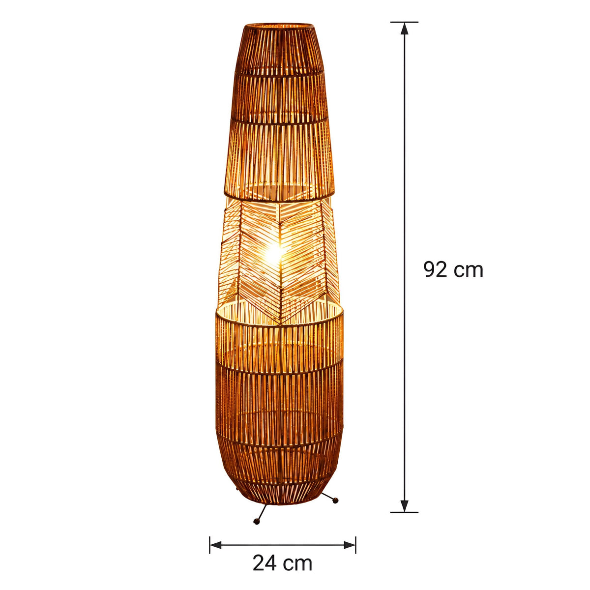Lampadaire wabi-sabi à abat-jour tressé effet rotin, vue 6