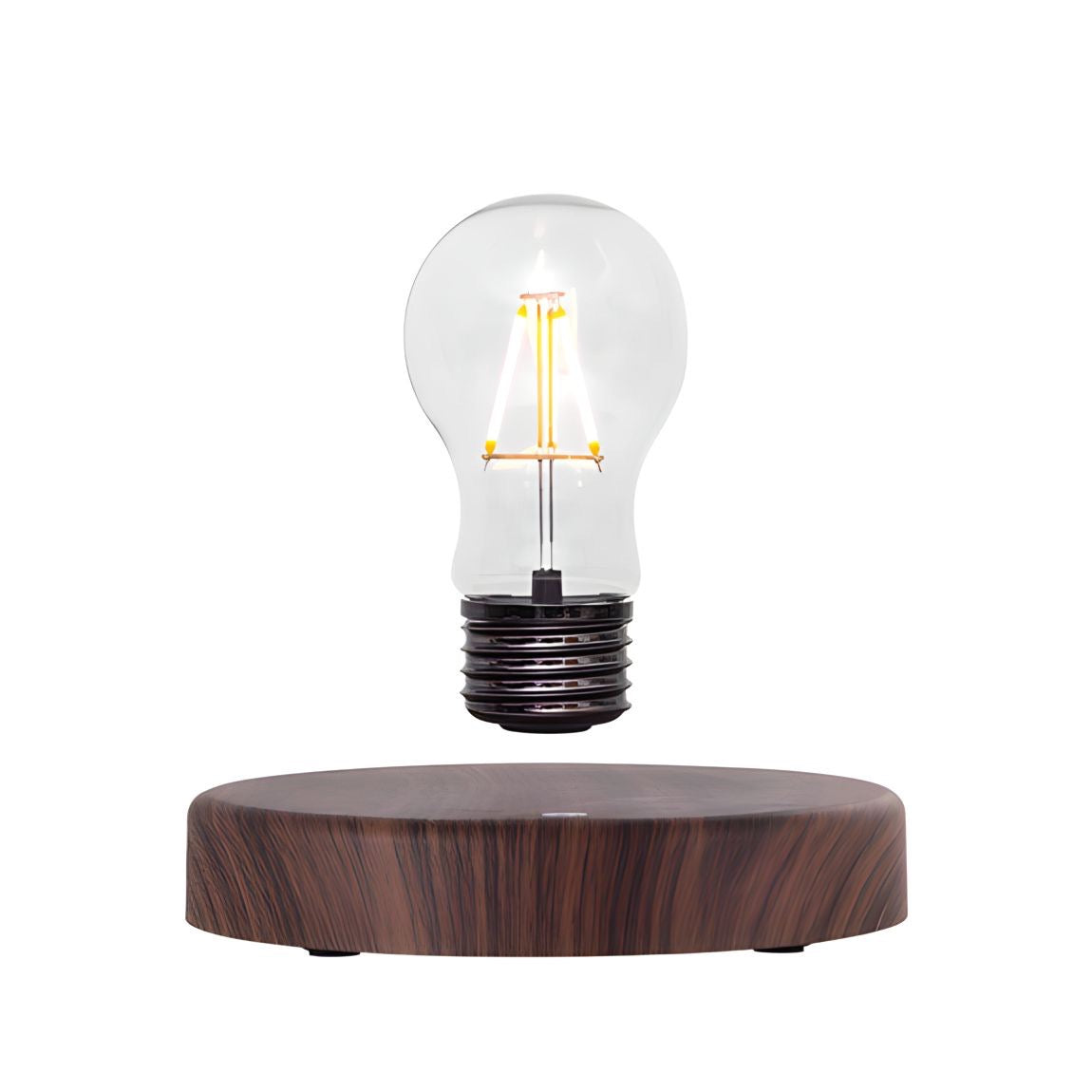 Lampe à poser ampoule lévitante, socle effet noyer, vue 6