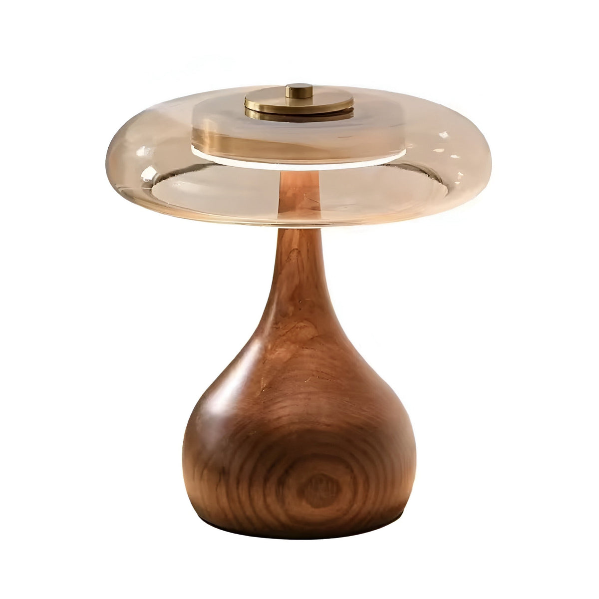 Lampe à poser en bois courbé et verre ambré, vue 7