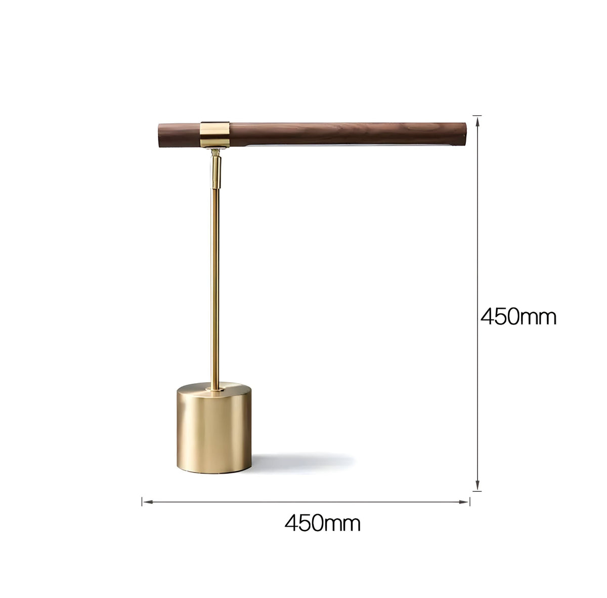 Lampe à poser en bois et acier chromé doré, vue 9
