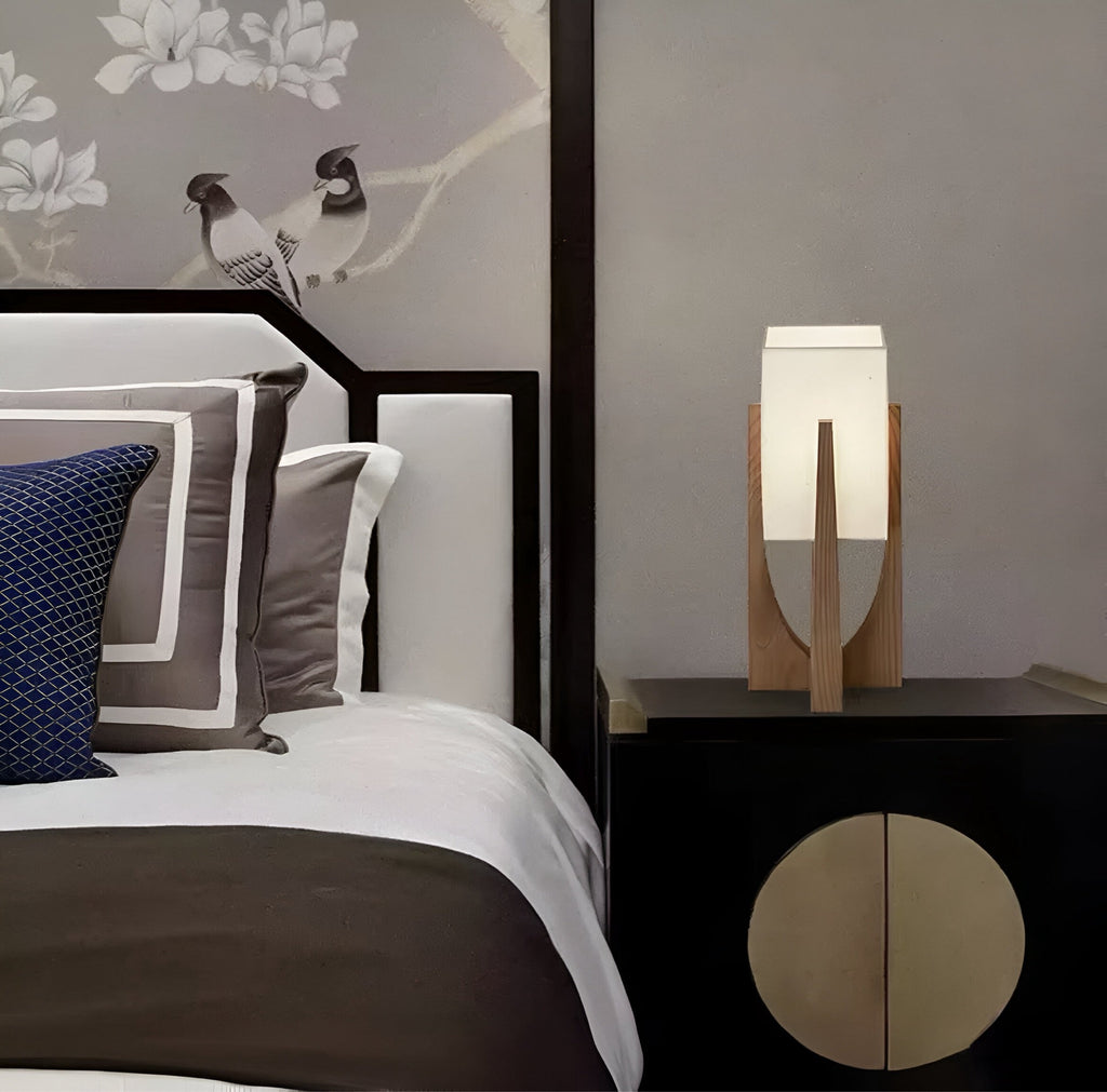 Lampe à poser wabi-sabi en bois de noyer ou de hêtre, vue 2