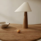 Lampe à poser wabi-sabi en chêne massif et tissu
