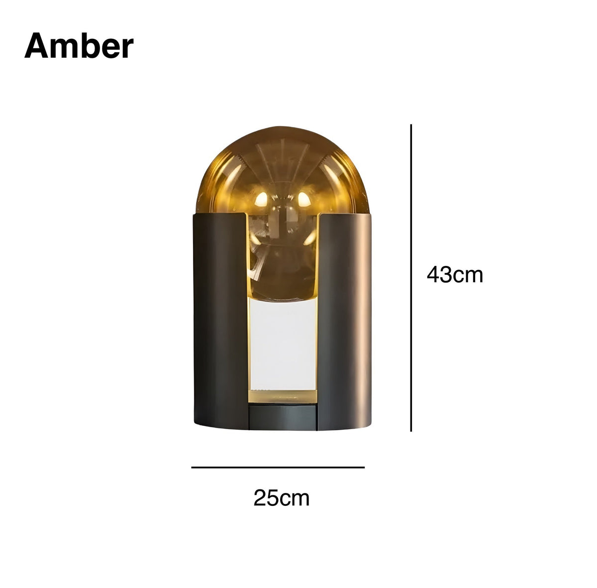 Lampe de chevet design à globe de verre sur pied noir, vue 4