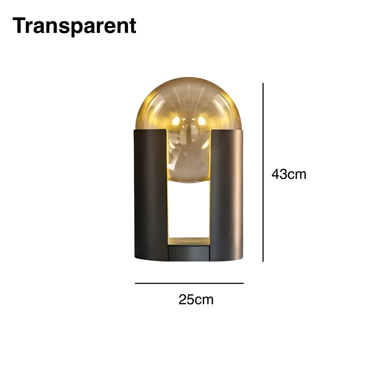 Lampe de chevet design à globe de verre sur pied noir, vue 5