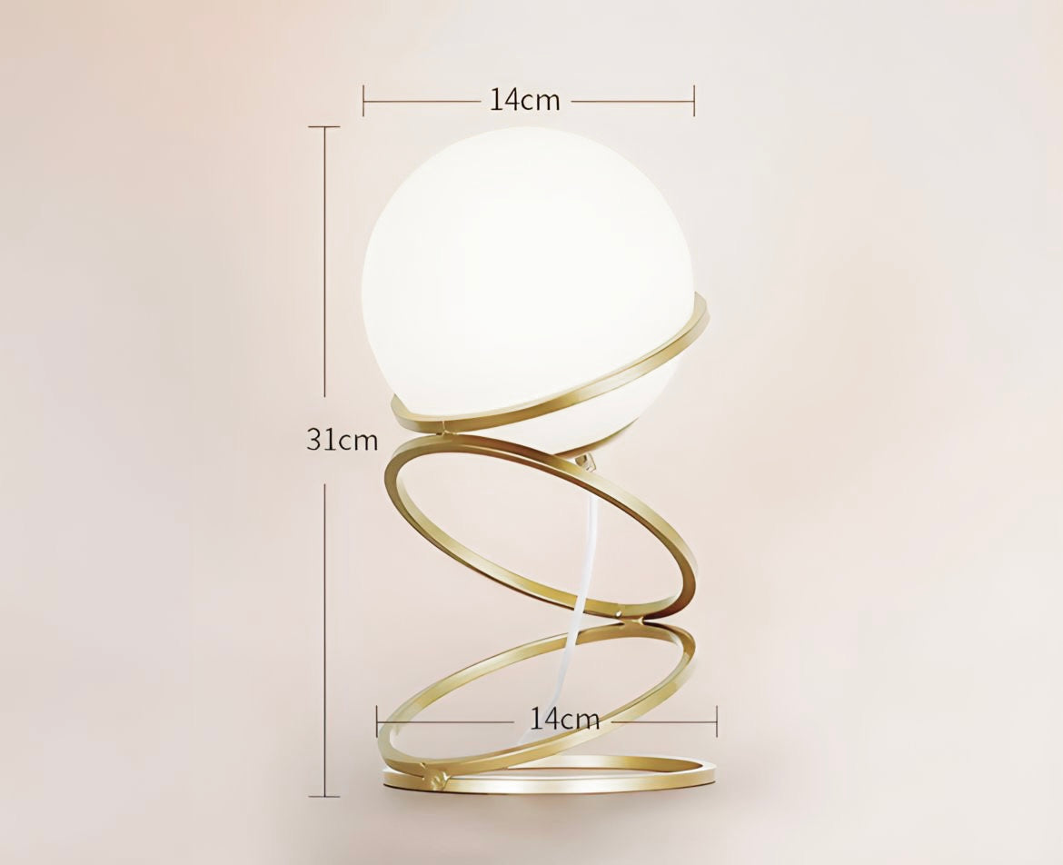 Lampe de chevet design dorée en forme de ressort, vue 3