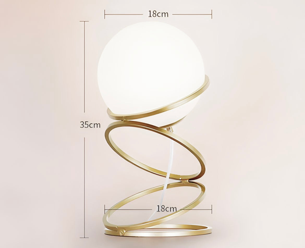 Lampe de chevet design dorée en forme de ressort, vue 4