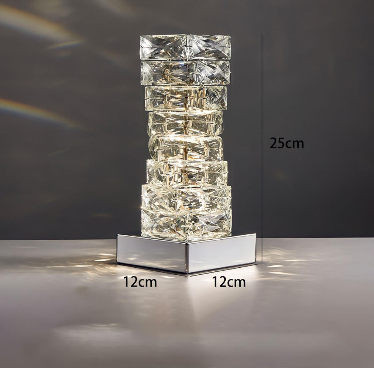 Lampe de chevet design en cristal K9 et acier, vue 4