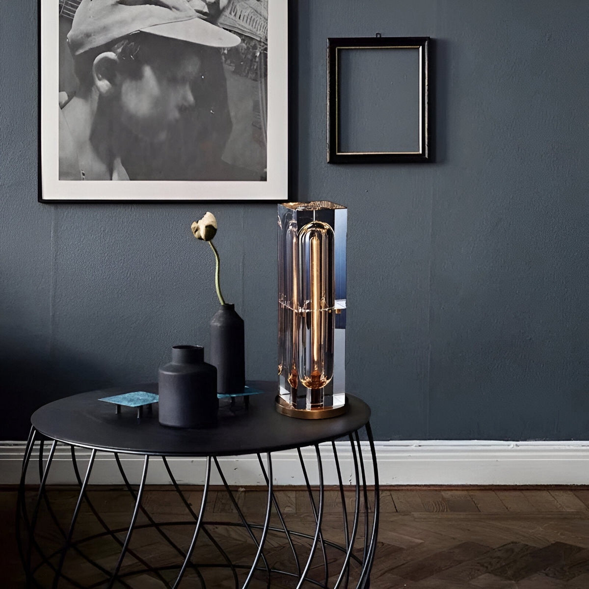 Lampe de chevet design en cristal K9 et cuivre, vue 6