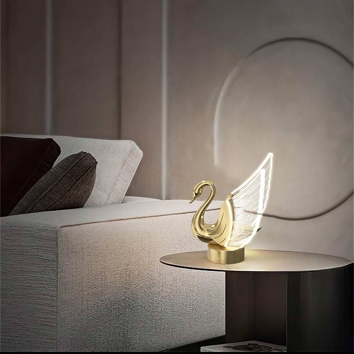 Lampe de chevet design en forme de cygne, LED