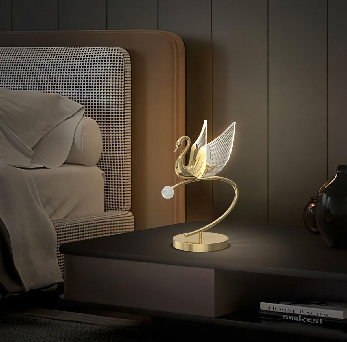 Lampe de chevet design en forme de cygne, LED, vue 3