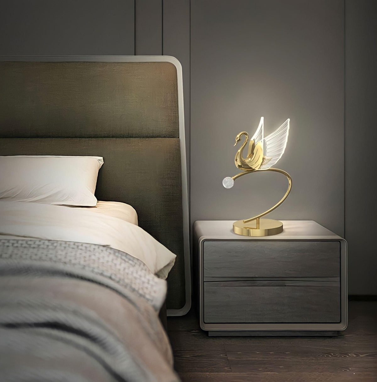 Lampe de chevet design en forme de cygne, LED, vue 5