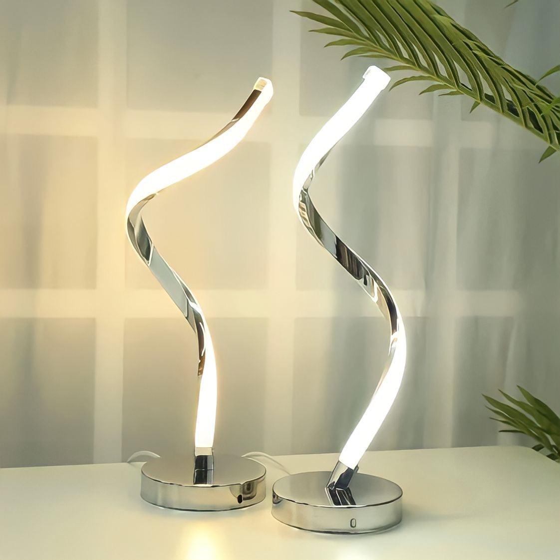 Lampe de chevet design en spirale d'aluminium