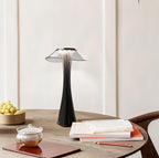 Lampe de chevet design tactile en nickel et acrylique, vue 2