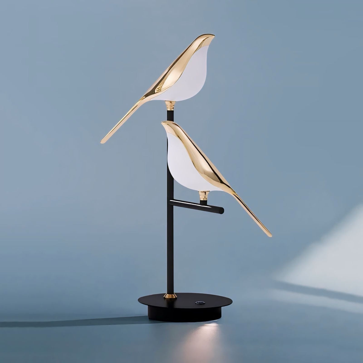 Lampe de chevet oiseaux chanteurs en acier et acrylique, vue 2