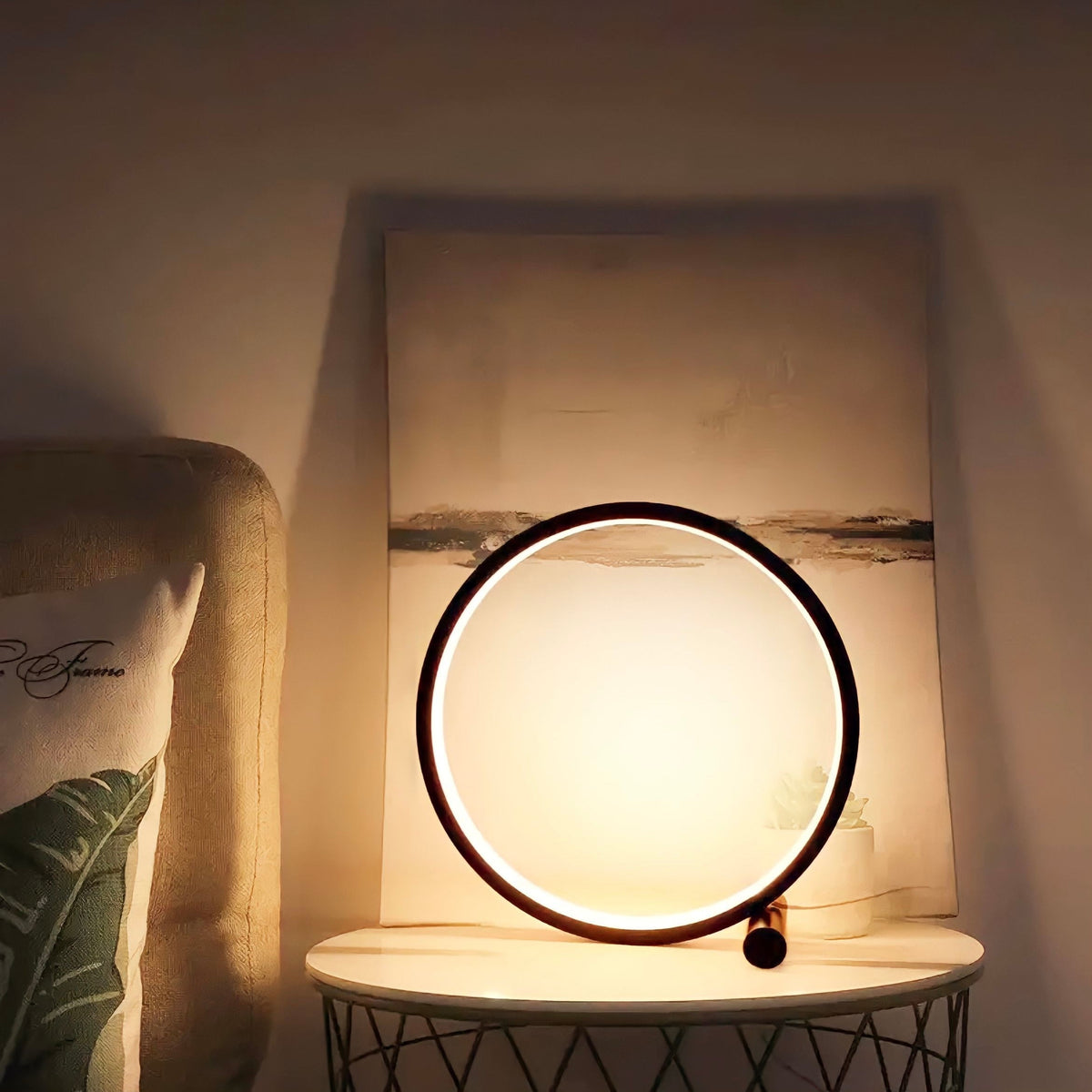 Lampe de chevet tactile à anneau LED en aluminium, vue 3