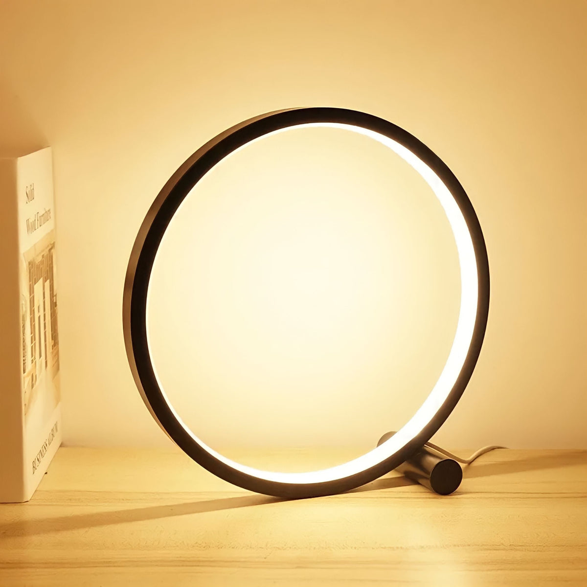 Lampe de chevet tactile à anneau LED en aluminium, vue 5
