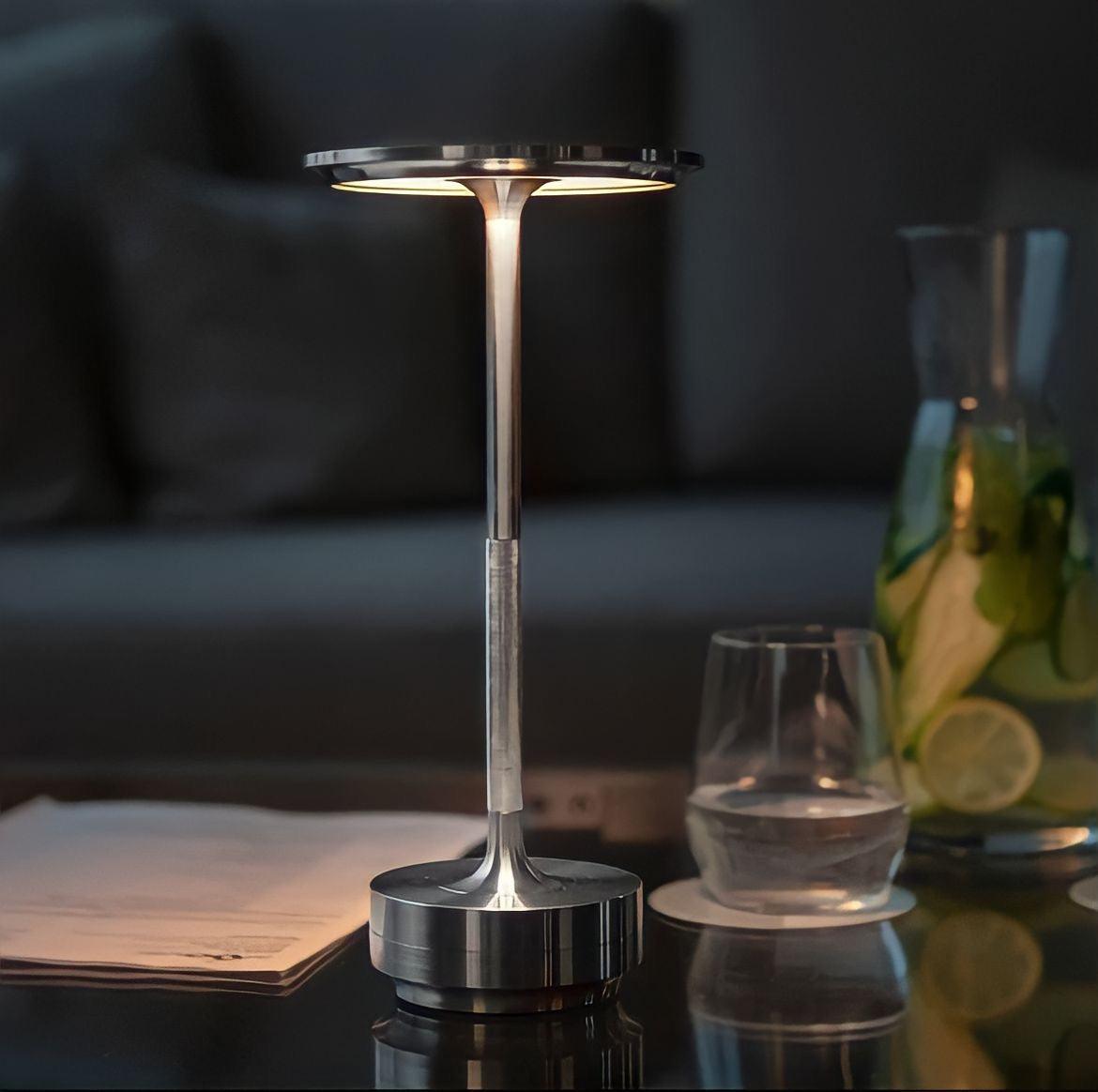 Lampe sans fil rechargeable en aluminium à variateur tactile