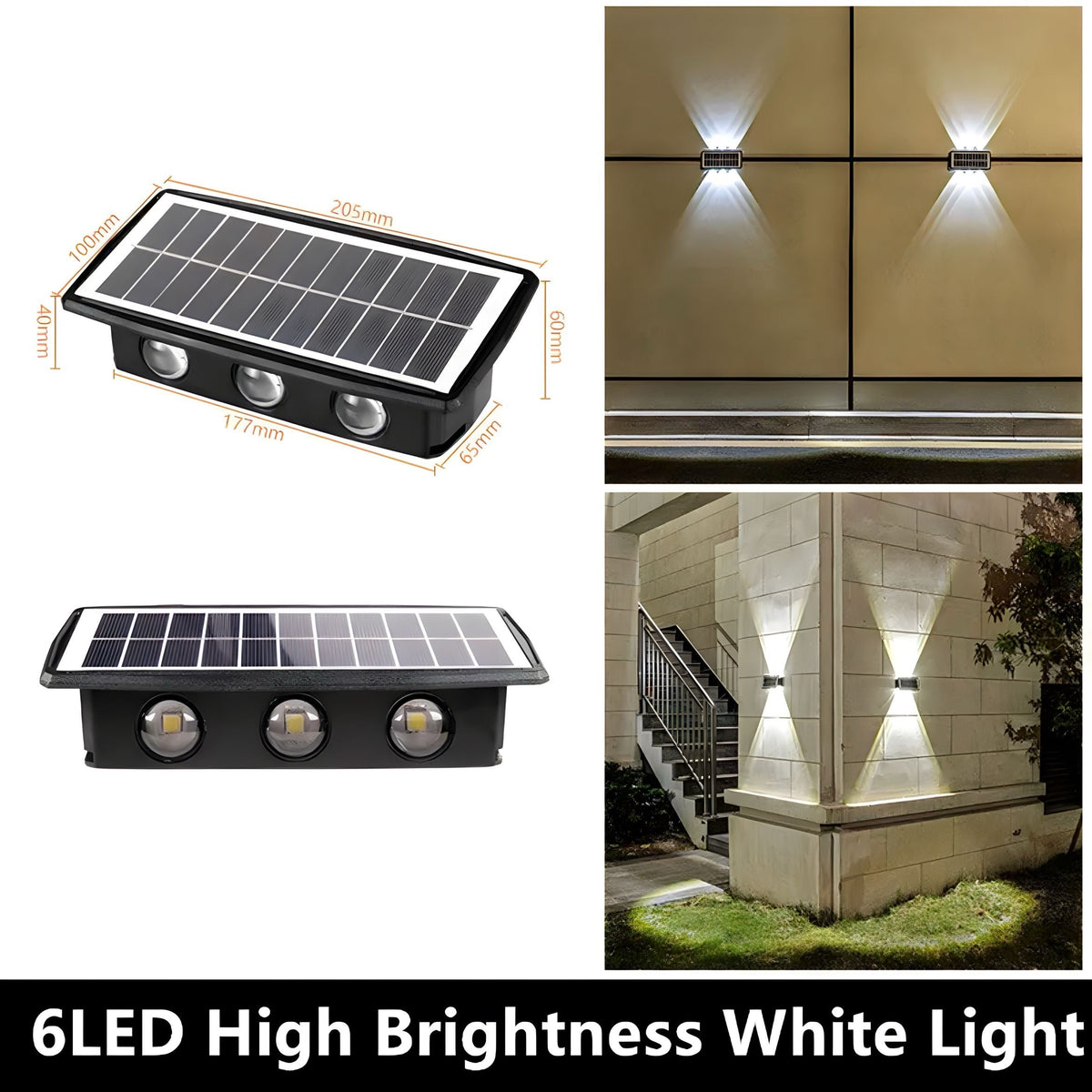 Lampe solaire de façade étanche IP65, blanche, vue 7