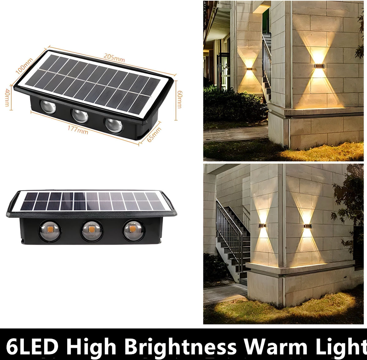 Lampe solaire de façade étanche IP65, blanche, vue 8