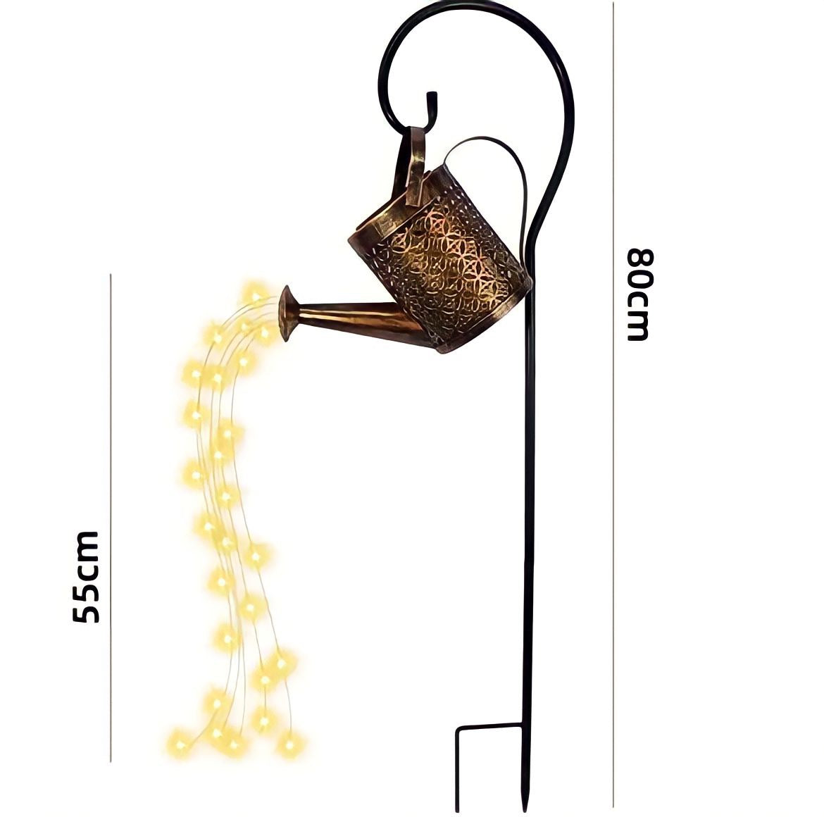Lampe solaire de jardin arrosoir à effet pluie lumineuse, vue 3