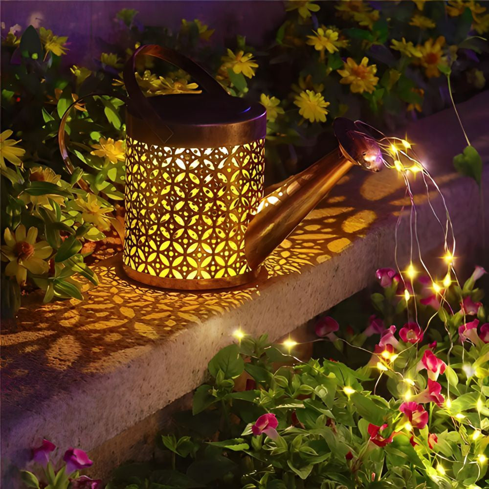 Lampe solaire de jardin arrosoir à effet pluie lumineuse, vue 4