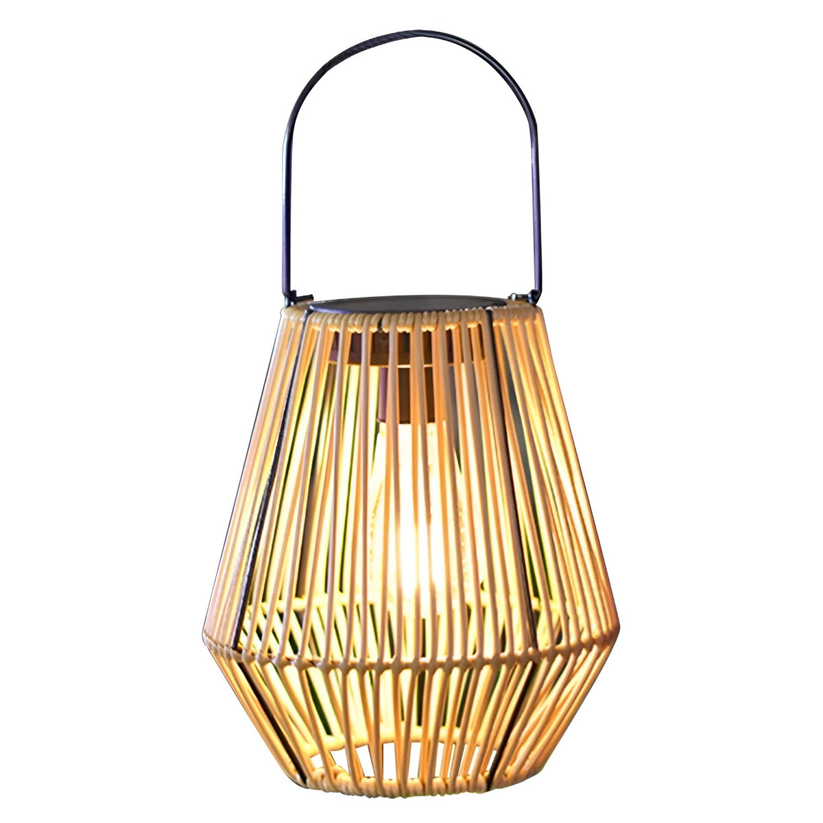 Lampe solaire en rotin pour jardin et terrasse, vue 4