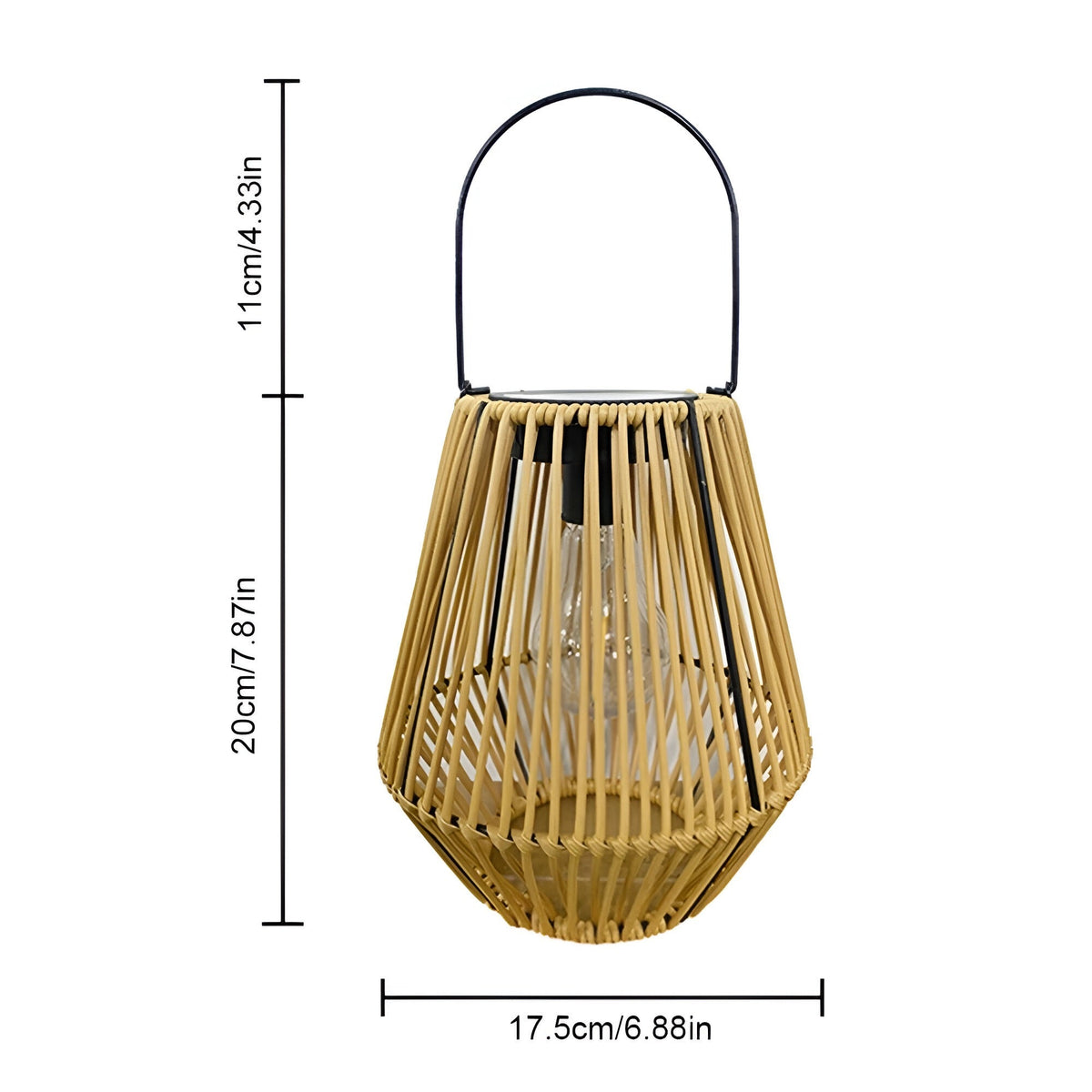 Lampe solaire en rotin pour jardin et terrasse, vue 5