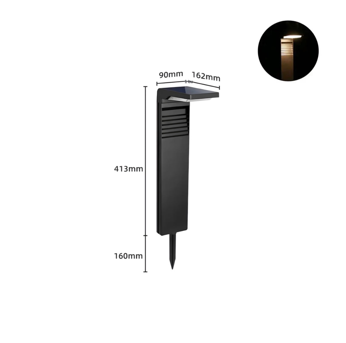 Lampe solaire extérieure noire à allumage automatique, vue 7