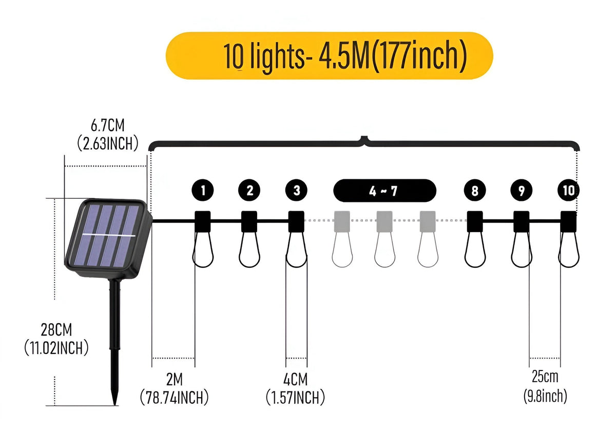 Lampe solaire guirlande guinguette étanche IP65, vue 9