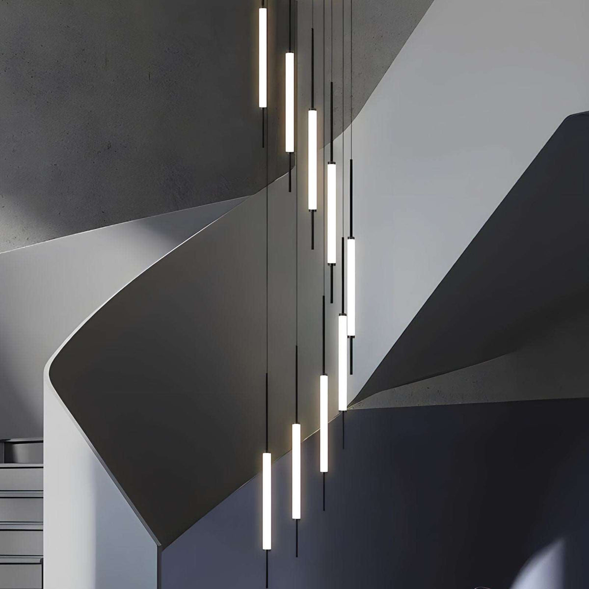Lustre à tubes LED noir ou doré de 3 à 45 éléments Luxa, vue 3