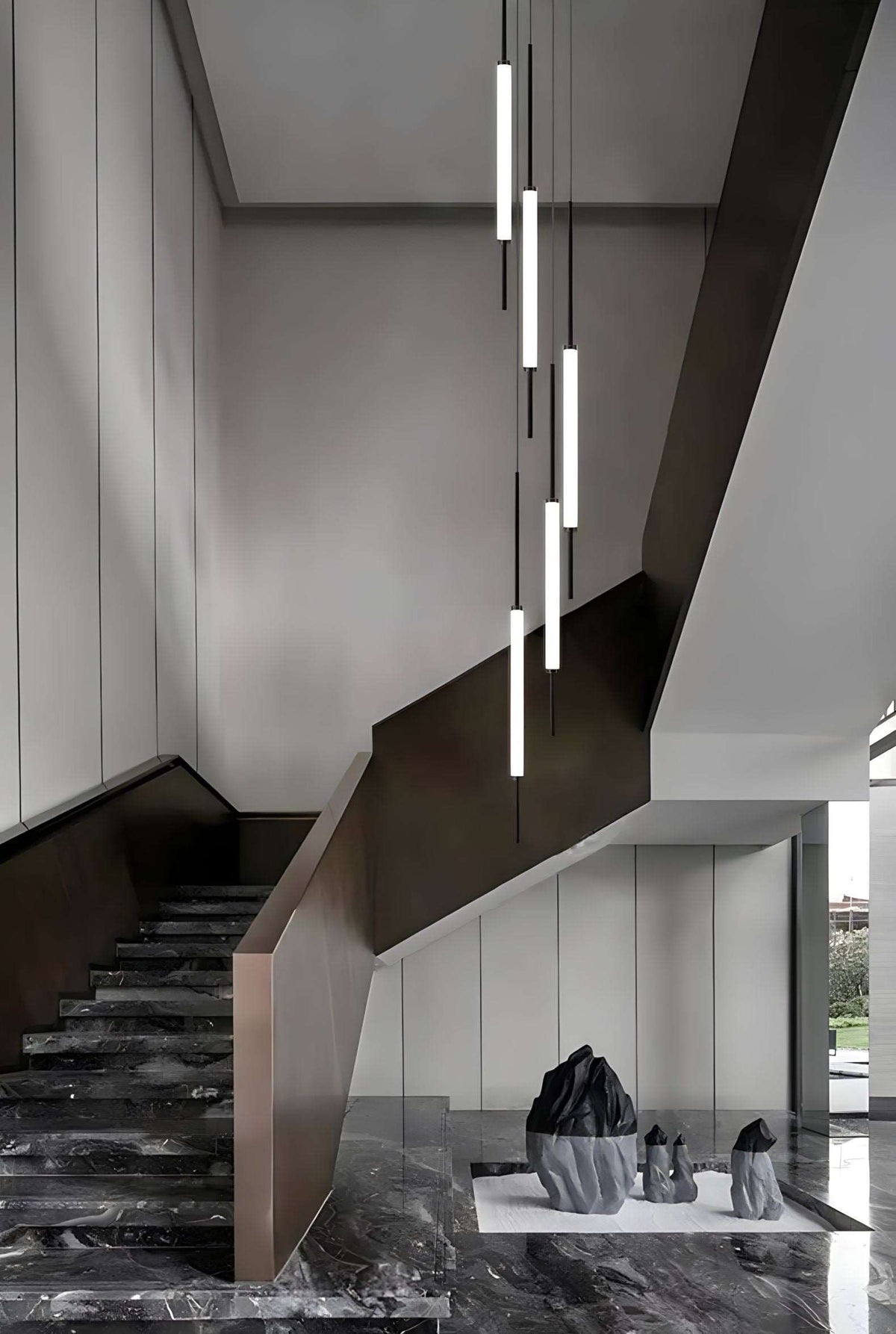 Lustre à tubes LED noir ou doré de 3 à 45 éléments Luxa, vue 5